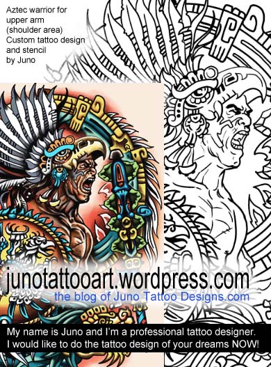 aztec warrior tattoo,custom tattoo, tattoo stencil, tattoo designer