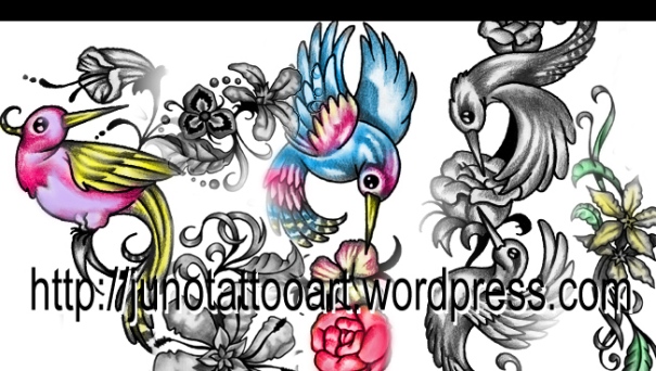flowers and birds tattoo, humming bird tattoo, flower tattoo, rose tattoo, feminine tattoo